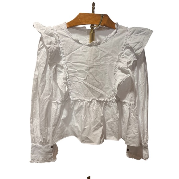POL Tops - POL White Ruffled Blouse Victorian Cottagecore Small
